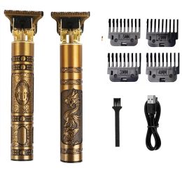 Trimmers Metal Vintage T9 Dragon USB Electric Hair Clipper Men Hair Cutting Machine Rechargeable Man Shaver Barber Beard Trimmer