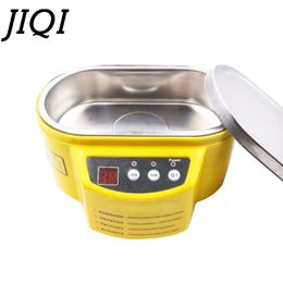 JIQI MINI Ultrasonic Cleaner Bath Dual Power Glasses Jewelry Circuit Board Denture Ultrasound Sonic Wave Cleaning Machine Washer