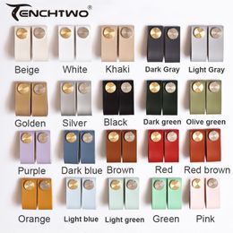 TENCHTWO Modern Furniture Leather Handles Kitchen Cabinets Knobs For Children's Room Wardrobes Drawers Door Pull Golden Hardware