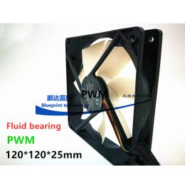 Cooling Fluid bearing 120x120x25mm cooling fan 12025 120MM 12cm Computer case CPU Cooling fan 12V 0.33A fan with PWM 4pin