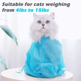 Upgrade Cat Grooming Bag Bathing Shower Mesh Bag Adjustable Breathable Polyester Anti-Bite Anti-Scratch Cat Restraint Bath Bag
