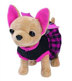 Plush Dolls Chi Love Plush Chihuahua with Bag Interactive Electronic Pet Walking Dog Barking Dog Filling Animal Baby Toy J240410
