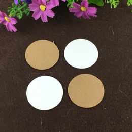 50pcs White Brown Kraft Paper Tags Round Luggage Note Wedding Invitations Cards Blank Price Hang Tag No Hole diameter 40mm