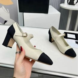 Womens Dress Shoes high heels Designer Pumps Chunky Heels 6cm Wedding Shoe Sheepskin Silk Retro Round Toes Ladies 24ss Outdoor Leisure Shoe