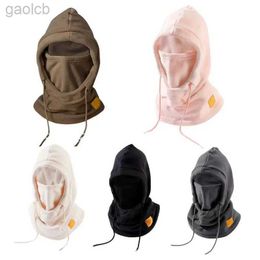Fashion Face Masks Neck Gaiter Thermal Fleece Balaclava Hat Hooded Neck Warmer Cycling Face Mask Outdoor Winter Skiing Sport Face Mask Men Cycling Masked Caps 240410