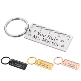 Personalized Keychain Customized You Rule Keychains Teacher's Name Engraved Teacher's Day Best Gifts for Dear Teacher Key Ring