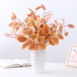 3pcs Pink Artificial Flowers Eucalyptus Leaves Silk Fake Plants Cheap Indoor Living Room Arrangement DIY Home Wedding Decoration