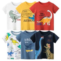 T-shirts Dinosaur T-Shirts for Boys 2024 Summer New Cartoon Tops Kids Clothes Children Fashion Short Sleeve Cotton Tee Shirt 240410
