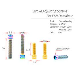 RISK M4*13.5 / M4x20 mm Titanium Alloy Bike Front / Rear Derailleur Bolts for MTB Bicycle XT X7 X9 Shift Adjustment Screw