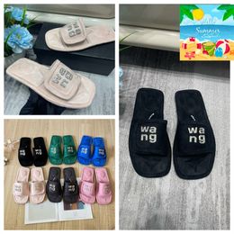 Top Quality Luxury Slippers New Style Designer Sandals Womens Velvet material rhinestone tape GAI party Soft Room Free shipping Slip-On Size 35-42 offical slider