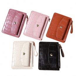 women Wallet Purse PU Leather Multi-Slot Zipper Keychain Small Mey Card Bag Holder Pouch Short Hand-held Handbag Coin Purses G9WF#