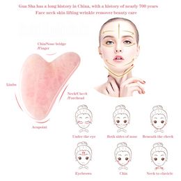 Natural Rose Quartz Jade Roller Set Real Jade Gouache Scraper Jade Massager Gua Sha Board Facial Massager Face Massage Roller