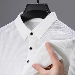 Men's Polos Luxury Quality Simple Polo Shirt 2024 Summer Lapel Flower Pattern T-Shirt Korean Ice Silk Traceless Fashion Men Swear