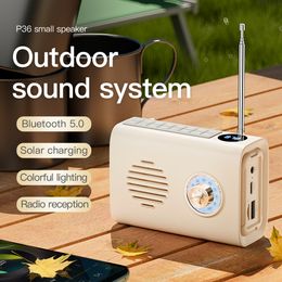 Mini Outdoor Solar Charging Wirless Bluetooth Speaker U Disc TF Card AUX Radio Portable 360° Stereo Surround Colourful Diaphragm Lantern Speakers Subwoofer