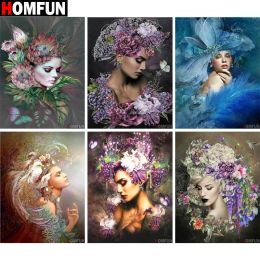 HOMFUN Diamond Painting Full Square/Round Drill 5D DIY "Woman Flower" Daimond Embroidery Rhinestone Cross Stitch Home Decor