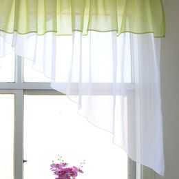 Simple Valance Design Window Treatments Quality Voile Contrast Colour Curtain for Kitchen Livingroom 1PCS