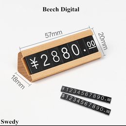 Small Wood Base Number Price Cube Holder Tags Acrylic Price Label Card Sign Holder Display Stand