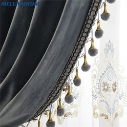 Melunmhom Luxurious Dutch Velvet Fabric Curtains for Living Room Soft Solid Colour Valance Window Curtain Bedroom Top Quality Pel