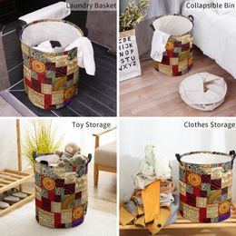 African Ethnic Style Dirty Laundry Basket Foldable Round Waterproof Home Organizer Basket Clothing Children Toy Storage Basket