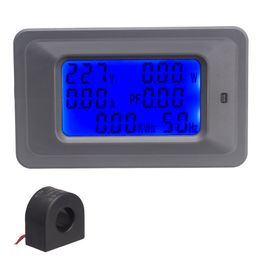 6 IN 1 Digital Voltmeter Ammeter AC Voltage Tester 100A/20A 110~250V LCD Panel Monitor Hz Power Energy Metre