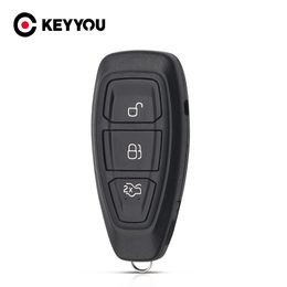 KEYYOU Key Shell Cover Fob 3 Buttons For Ford Focus C-Max Mondeo Kuga Fiesta Replacement Smart Remote Car Key Case HU101 Blade