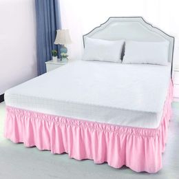 Pretty Comfort Ruffles Bed Skirts With Double Layers Elastic Belts-Wrinkle & Fade Resistant Fabric 15 Inch Drop (Sakur Pink )