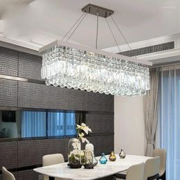 Chandeliers Crystal Chandelier Simple Modern Rectangular Dining Atmosphere Room Lamp Household Personalised Creative Dinin