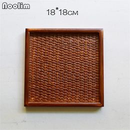 Rattan Weaving And Wood Tea Tray Creative Restaurant Tabletop Serving Tray Practical Handmade Teahouse Table Utensils