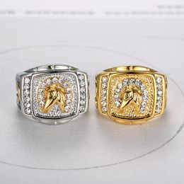 Hip Hop Stainless Steel Casting Ring Gold Plated Gold SIlver Colour with Zircon