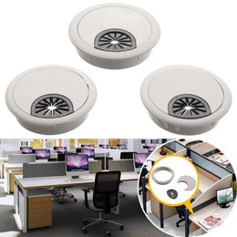 Round PC Computer Desk Plastic Grommet Cable Hole Covers Outlet Port Wire Rack Organizer Line Box Desk Table Cable Fastener