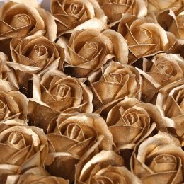 50Pcs/lot Dia 4.5cm Gold /Silver Eternal Roses Flowers Heads Artificial Flowers Home Decorate Diy Wedding Valentine'S Day Gift