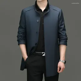 Men's Trench Coats 2024 High Quality Fashion Coat Long Stand-up Collar Handsome All Business Casual Young People