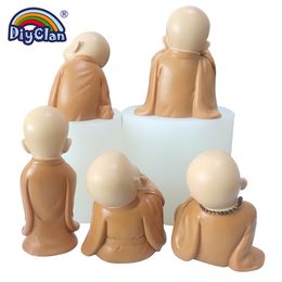 3D Buddhist Monk Silicone Mold DIY Handmade Novice Monk Shape Plaster Clay Candle Making Mould Buddha Statu Crafts Decoration