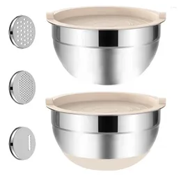 Bowls Mixing With Kitchen Non-Slips Bottoms Stainless Steel Graters Baking Nesting Storage For Accessories