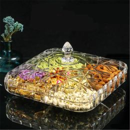 Gold fruit basin candy dish sugar nut peanut food storage can box with Cover plastic tray dessert plate snack platters and trays
