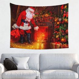 Tapestries Merry Christmas Tree Winter Santa Claus Tapestry Wall Hanging Hippie Background Bohemian Blanket Decor Cloth