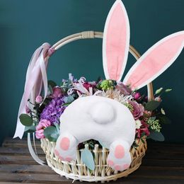 Easter Rabbit Garlands Front Door Oranments Wall Decor Easter Thief Bunny Butt Wreath Happy Easter Party Decor Dropshipping