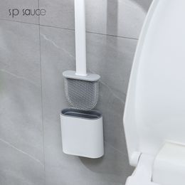 Wall Mounted Silicone Toilet Brush Set, Flexible Soft Bristles Brush, Quick Drying Holder Set, Japanese, Wc, Flat Head