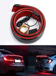 Car Carbon Fiber Rear Spoiler Wing Rear Tail Lights Bar Turn Signal Lights DRL Brake Lamp Strip 12V Car Accessories For 3452054