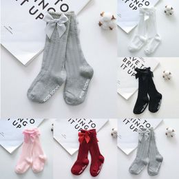 Focusnorm 0-4 Years Girls Socks Knee High Bows Cute Baby Kids Toddler Socks Long Tube Sock Children