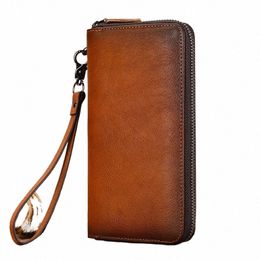 retro Genuine Leather Lg Purse C Phe Multi Card Holder Zipper Purse For Ladies Women Men Women Leather Wallet Vintage O1GL#