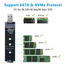 Enclosure M.2 To USB 3.1 Adapter Card 10Gbps USB3.1 Gen 2 M.2 SSD SATA/NVMe To USB 3.1 Adapter Expansion Board for Samsung 970 960 Series