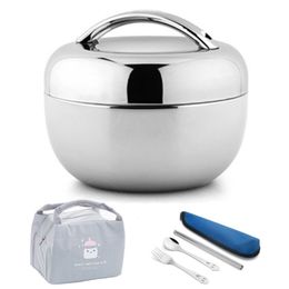 Vacuum Thick Stainless Steel Food Storage Container Thermos Portable Picnic Bento Lunch Box Office Lunchbox Adult Dinnerware Set T331U