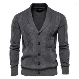 Men's Sweaters Sweater Coats V-neck Long-sleeved Trendy Knitted Cardigan Thick Jacket Solid Color Large Size Male Tops