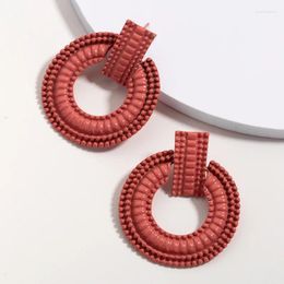 Dangle Earrings Fashion Boho Round Square Geometric Baking Varnish For Women Korea Handmade Earring Jewellery Gift