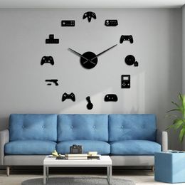 Game Controller Video DIY Giant Wall Clock Game Joysticks Stickers Gamer Wall Art Video Gaming Signs Boy Bedroom Game Room Decor Y1982