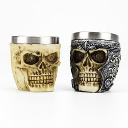 3D Skull Cup Mugs Style Contain Skull Viking Pirate Gothic White Spirit Whiskey Juice Mugs BEST Birthday Halloween Gift