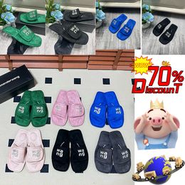 Top Quality Luxury Slippers New Style Designer Sandals Womens Velvet material rhinestone Velcro tape GAI Soft Room Platform Slip-On Size 35-42 offical slider