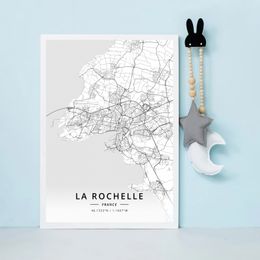 La Rochelle City Map multicolor Print Wall Art Canvas Painting Poster living room Home Decor