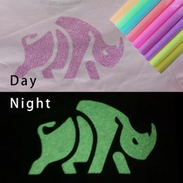 Window Stickers Luminous Glitter Heat Transfer Glow In Dark Noctilucent Press Machine T Shirt DIY Iron On HTV